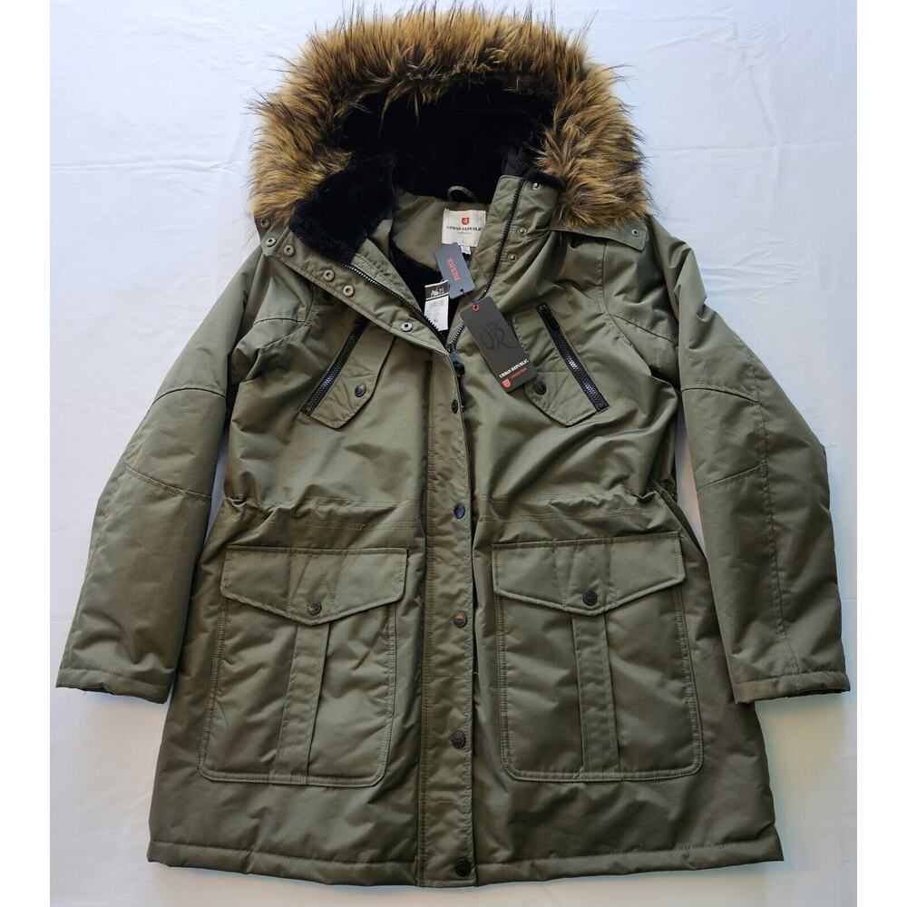 Urban Republic‎ Coat Parka Detachable Hood Faux Fur Junior Girl XL - NWT